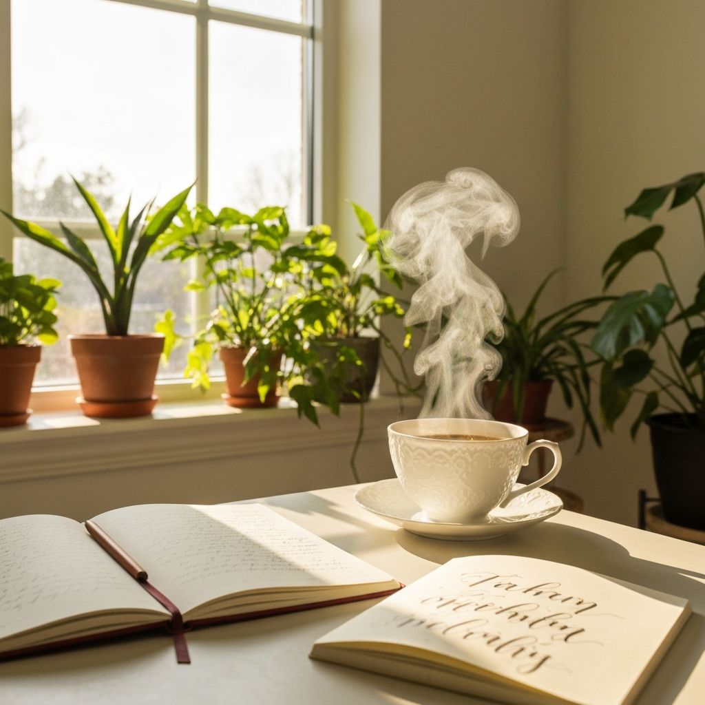 Serene morning routine with wellness elements